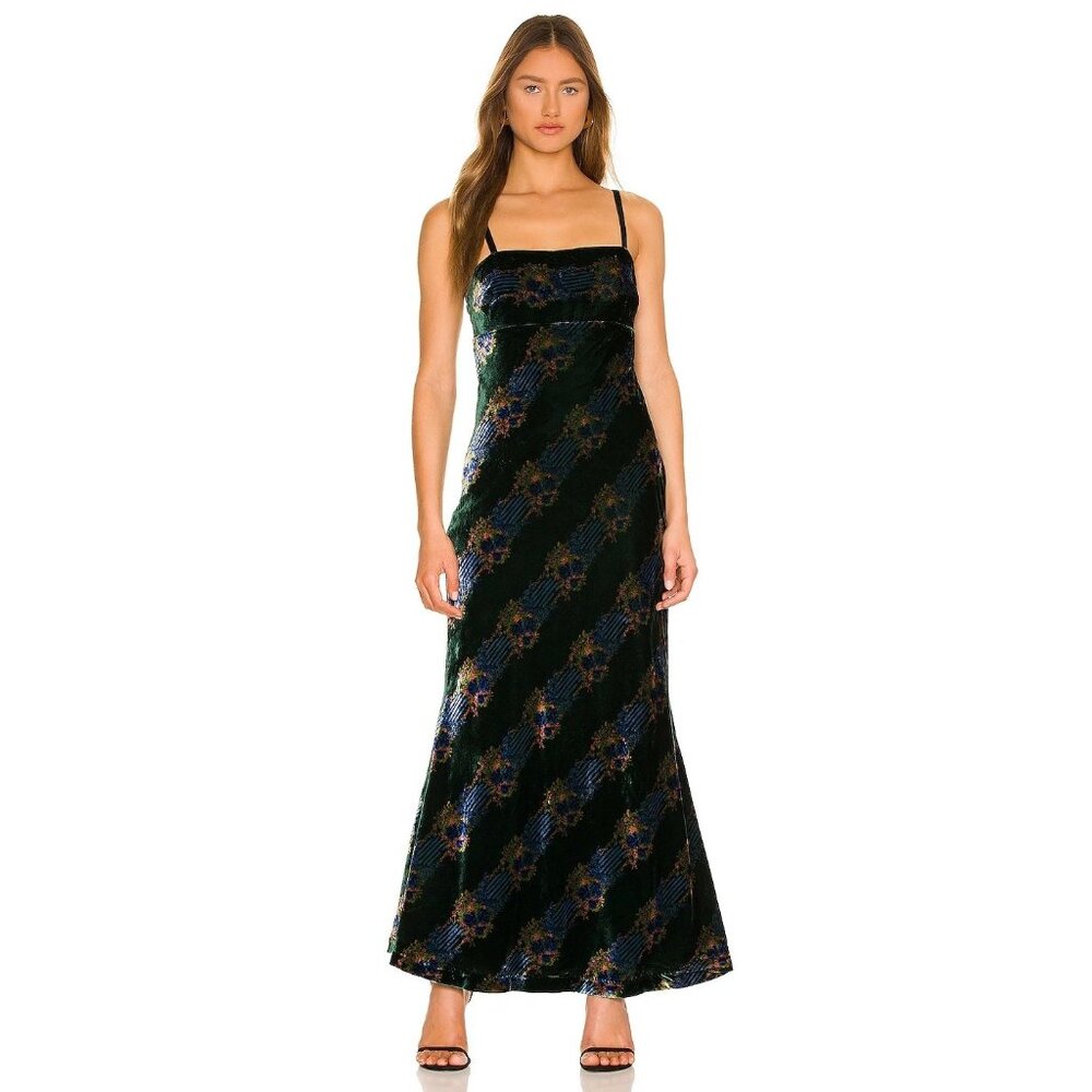 Free People Black and Blue Velvet Maxi Dress